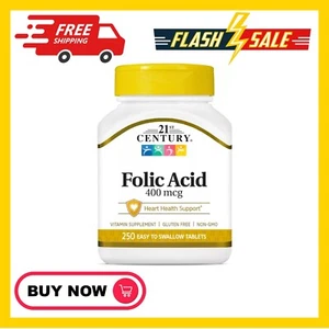 21st Century Folic Acid 400 mcg Tablets, 250 Count - Picture 1 of 24