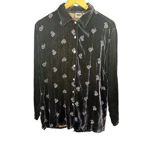 Blusa para mujer JOHNNY WAS vintage bordada flor terciopelo púrpura talla pequeña  - Imagen 1 de 8