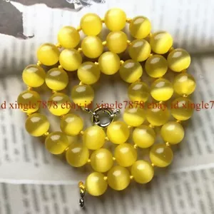 Natural 6/8/10/12/14mm Opal Cat's Eye Round Gemstone Beads Necklace 20" AAA+ - Picture 1 of 42