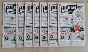 Fulham 1960/61 Selection of Division 1 Home League Programmes from menu - Picture 1 of 10