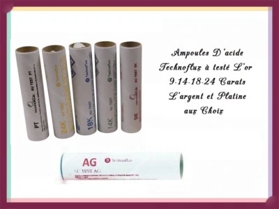 Ampoule d'acide Technoflux à toucher Or 9-14-18-24, Argent, platine .