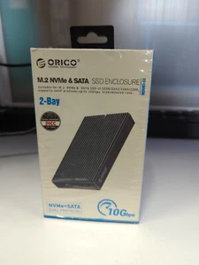ORICO LSDT 2Bay Dual Protocol M2 SSD Case For M.2 NVME NGFF SATA SSD Disk 5V 4A - Picture 1 of 2