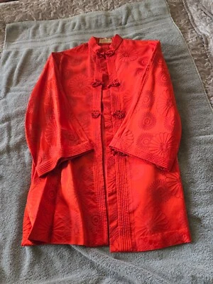 Vintage 60s Chinese Women’s Red Silk Tang Coat - Image 1 of 4