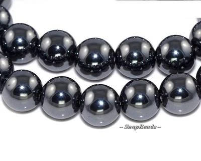 10MM NOIR BLACK HEMATITE GEMSTONE METALLIC BLACK ROUND 10MM LOOSE BEADS 16.5" - Image 1 of 2