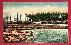 Postal Fresado y Envío Lumbar Pacific Northwest Coast Magisla Ships c1910 - Imagen 1 de 2