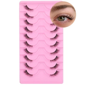 Half Lashes Natural Look Wispy Cat Eye Lashes Fluffy 13 Mm Clear Band Accent Sho - Picture 1 of 12