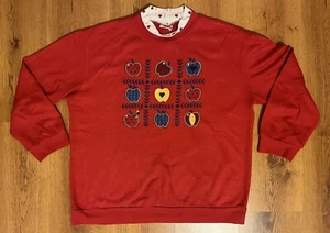 Vintage Sweatshirt ACT III Classics Pullover Apples Red Women’s Back To School - Picture 1 of 10