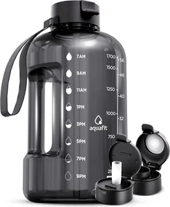 64 Oz Water Bottle with Time Marker - Straw & Chug Lid - BPA Free Half Gallon Wa - Picture 1 of 8