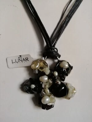 SPLENDIDA COLLANA FIORE IN ARGENTO 925 PERLE E PIETRE NATURALI - Immagine 1 di 4