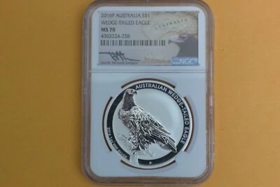2016P Australia NGC MS70 Wedge-Tailed Eagle John Mercanti Signed - Image 1 of 4