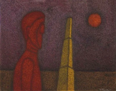 Figura Rufino Tamayo en lienzo rojo 16 x 20 Foto 1 de 4