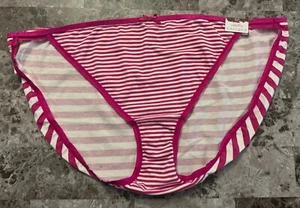 NWT CACIQUE LANE BRYANT 26/28 WHITE STRIPE DOUBLE STRING STRAPPY BIKINI PANTIES - Picture 1 of 3