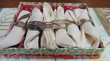 Vintage Place Setting of 4 Bent Forks and 2 Bent Knives Wrapped Around Napkins