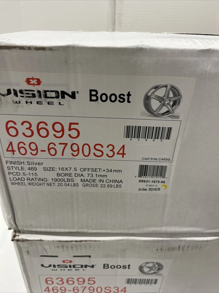 Vision 469 BOOST Wheels 16x7.5 Silver Rims Set of 4 - Image 1 of 3