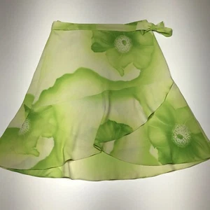 Jones Wear Petite Skirt Womens Size 10P Tie Belted Floral Green Swing Side Zip - Picture 1 of 12