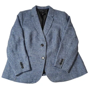 Talbots Plus Damen Shetland Aberdeen Blazer Tattersall kariert blau Wolle 18W - Bild 1 von 9