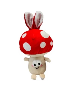 Way To Celebrate Easter - Mushroom Bunny White & Red Soft  Stuffed Plush Toy 9” - Picture 1 of 3