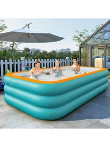 Super Large Inflatable Family Pool 150/210/260cm Outdoor Garden Swimming Tub - Picture 1 of 7