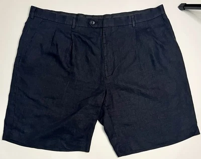 Pantalones Cortos Chinos Paul Fredrick Para Hombre 42 100% Lino Negro Calce Clásico  Foto 1 de 3