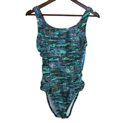 NWT Speedo one piece swim suit women's 8 abstract shirred princess sexy slimming - Image 1 of 4