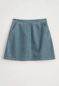 Seasalt Cornwall green/blue Glendurgan organic cotton cord A-line skirt UK 20 - Picture 1 of 16