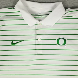 Polo Nike Oregon Ducks uomo grande bianca verde a righe manica corta * - Foto 1 di 8