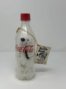 Vintage Coca-Cola Plastic Bottle Bank with Plush Polar Bear Inside - Sealed - Picture 1 of 3