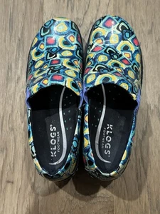 Zueco de cuero Klogs Naples para mujer estampado multicolor antideslizante zapato talla 7M - Imagen 1 de 7