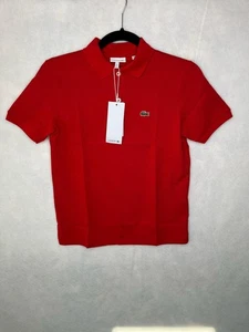 Lacoste Polo Shirt Youth 12 Red Pique Short Sleeve Crocodile Logo PJ2009 51 240 - Picture 1 of 14