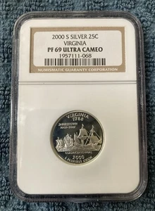 2000-S Virginia SILVER Statehood Quarter NGC PF 69 Ultra Cameo 90% SILVER - Picture 1 of 2