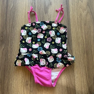 Traje de baño Y2K Hello Kitty - Talla 2T - Traje de baño negro y rosa para niños pequeños Foto 1 de 4