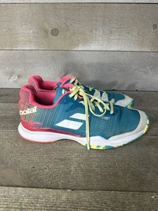 Babolat Jet Mach II AC Blue Pink Tennis Clay Court Shoe Sz 10 Capri Breeze/Pink - Picture 1 of 10