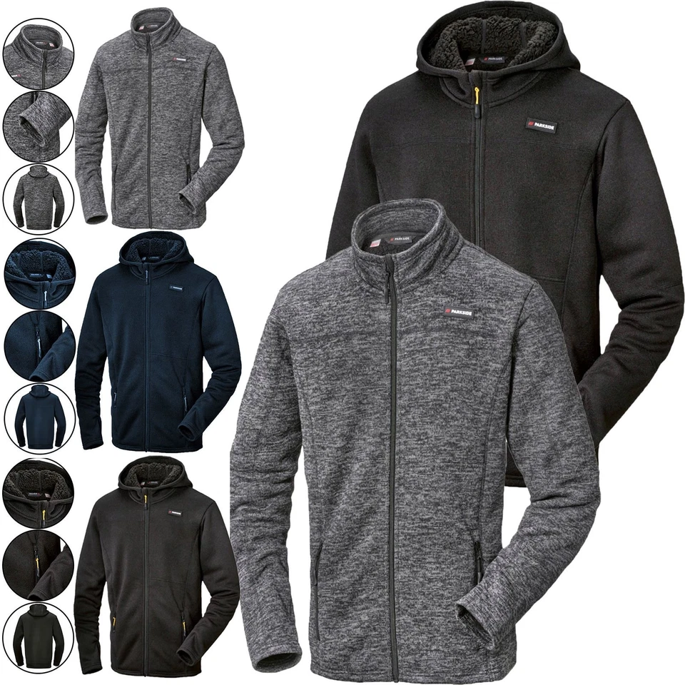 Mens Warm Knitted Zip Thick Sherpa Fleece Lined Jacket Anti Pill Hiking Textured - Image 1 of 1