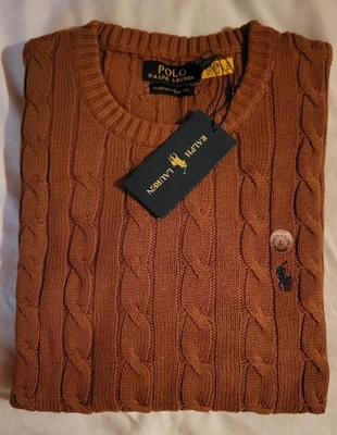 Suéter Polo Ralph Lauren Dorado Tejido con Cable, Nuevo con Etiquetas Foto 1 de 4