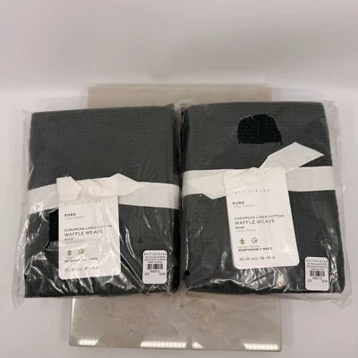 Juego de dos fundas Pottery Barn Pine lino europeo algodón tejido gofre euro Foto 1 de 4