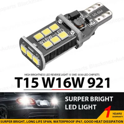 2 Pcs T15 W16W 912 921 Canbus Error Free LED Car Reverse Back Side Light Bulbs - Image 1 of 4