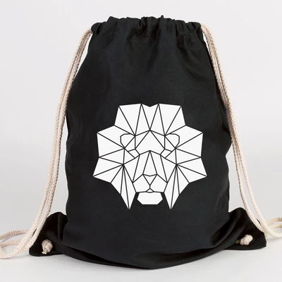 JUNIWORDS Turnbeutel "Origami Löwenkopf" verschiedene Farben Geschenk Tasche