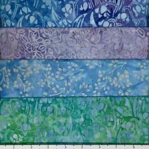 Lot of (4) 1 Yard Cuts 100% Cotton Quilting Batik Fabric Blue Green Purple #292 - Picture 1 of 2