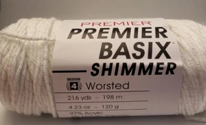 SKEIN/BALL OF PREMIER BASIX SHIMMER YARN - WHITE SHIMMER - Picture 1 of 4