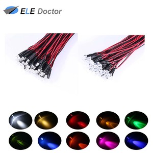  10 30 50pcs DC 9-12V 3mm 5mm Pre Wired LED Clear White Red Light Emitting Diode