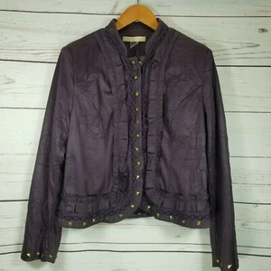 Calesas Womens Medium Purple Studded Jacket Snap Button Vegan Leather - Picture 1 of 12