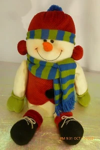 Christmas SNOWMAN 11.5" Plush Cardboard CANDY Container COOKIE Jar Decoration - Bild 1 von 11