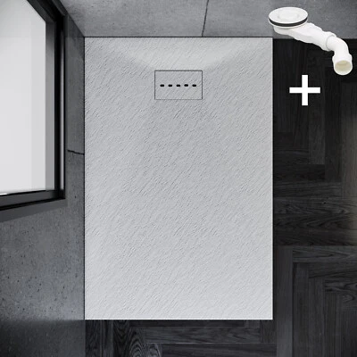 SONNI Duschwanne SMC Duschtasse 120x90cm Rechteckig Weiß Rutschfest mit Ablaufgarnitur