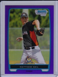 Matthew Neil 2012 Bowman Chrome Purple Refractor #'d /199 Miami Marlins Matt