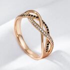 14k Rose Gold Plated Lab Created Black Diamond Wedding Engagement Ring Round Cut