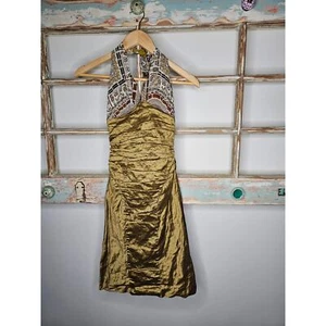 Nicole Miller Collection 100% Silk Ruched Bodycon Mini with Halter top size 2 - Picture 1 of 8