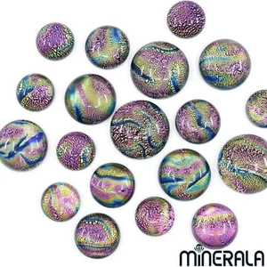 GALAXY GLASS PINK AND BLUE STRIPES ROUND 12mm-18mm CABOCHON FOR SETTING WP027A0 - Picture 1 of 8