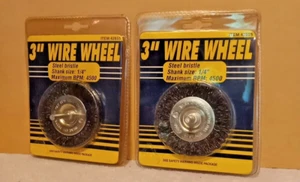 2 Harbor Freight 3" Wire Wheels Steel Bristle 1/4" Shank 42885 Brand New - Picture 1 of 3