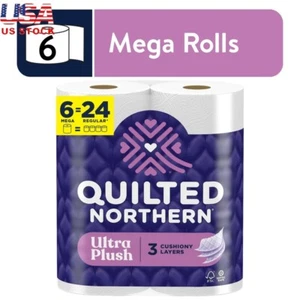Ultra Plush 3-Ply Toilet Paper 6 Mega Rolls Lint Free Absorbent Septic Safe New - Picture 1 of 13