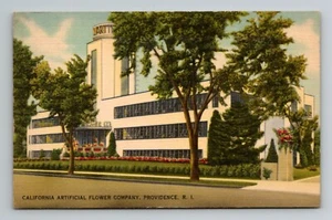 Postal de lino California Artificial Flower Co Providence RI Calart Building - Imagen 1 de 2